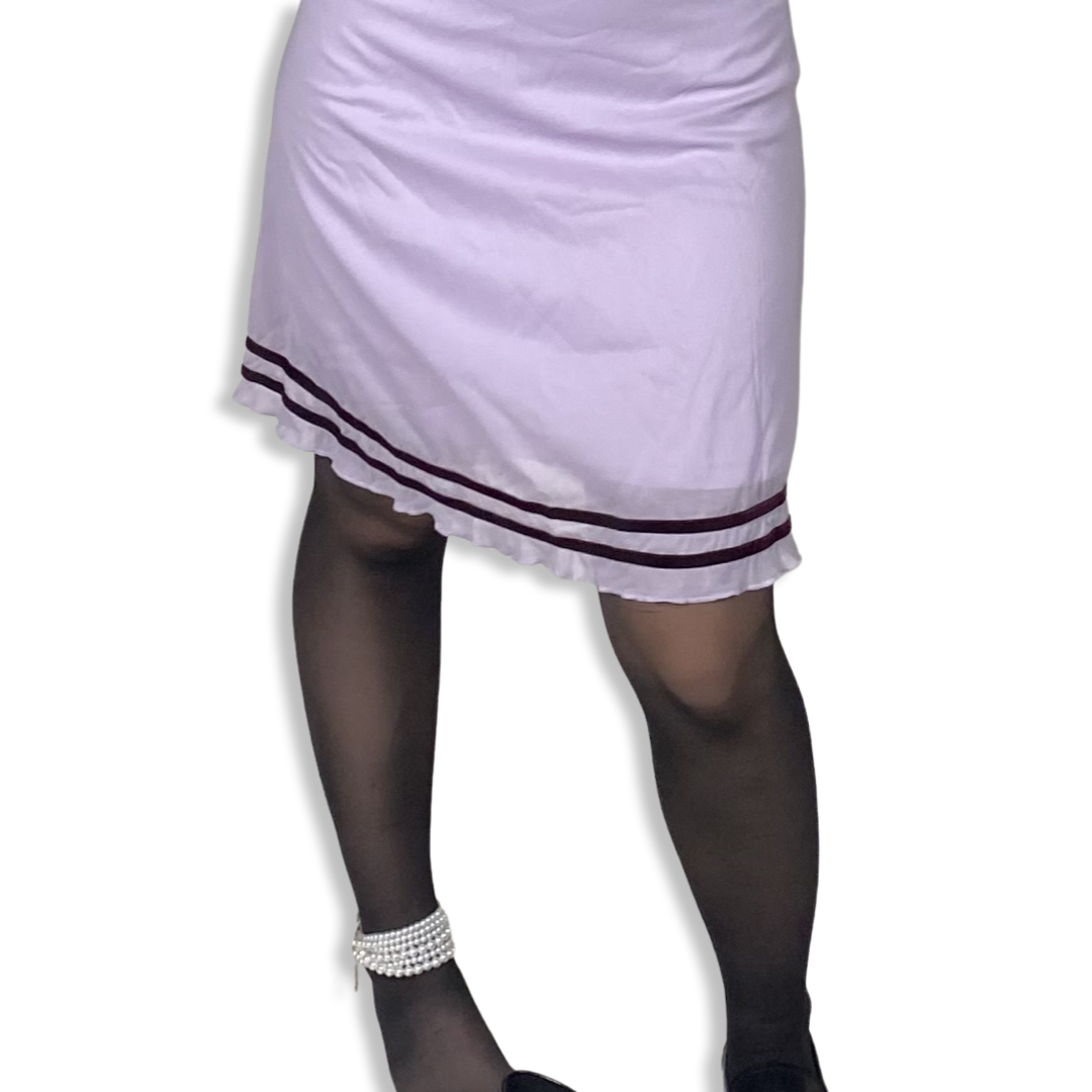 Silk Purple Midi Skirt With Velvet Lining