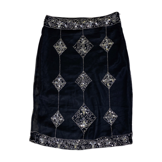 Beaded Black Midi Skirt