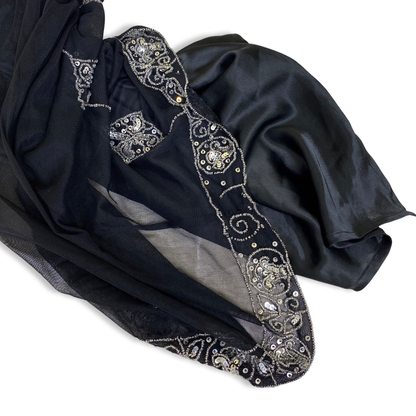 Beaded Black Midi Skirt